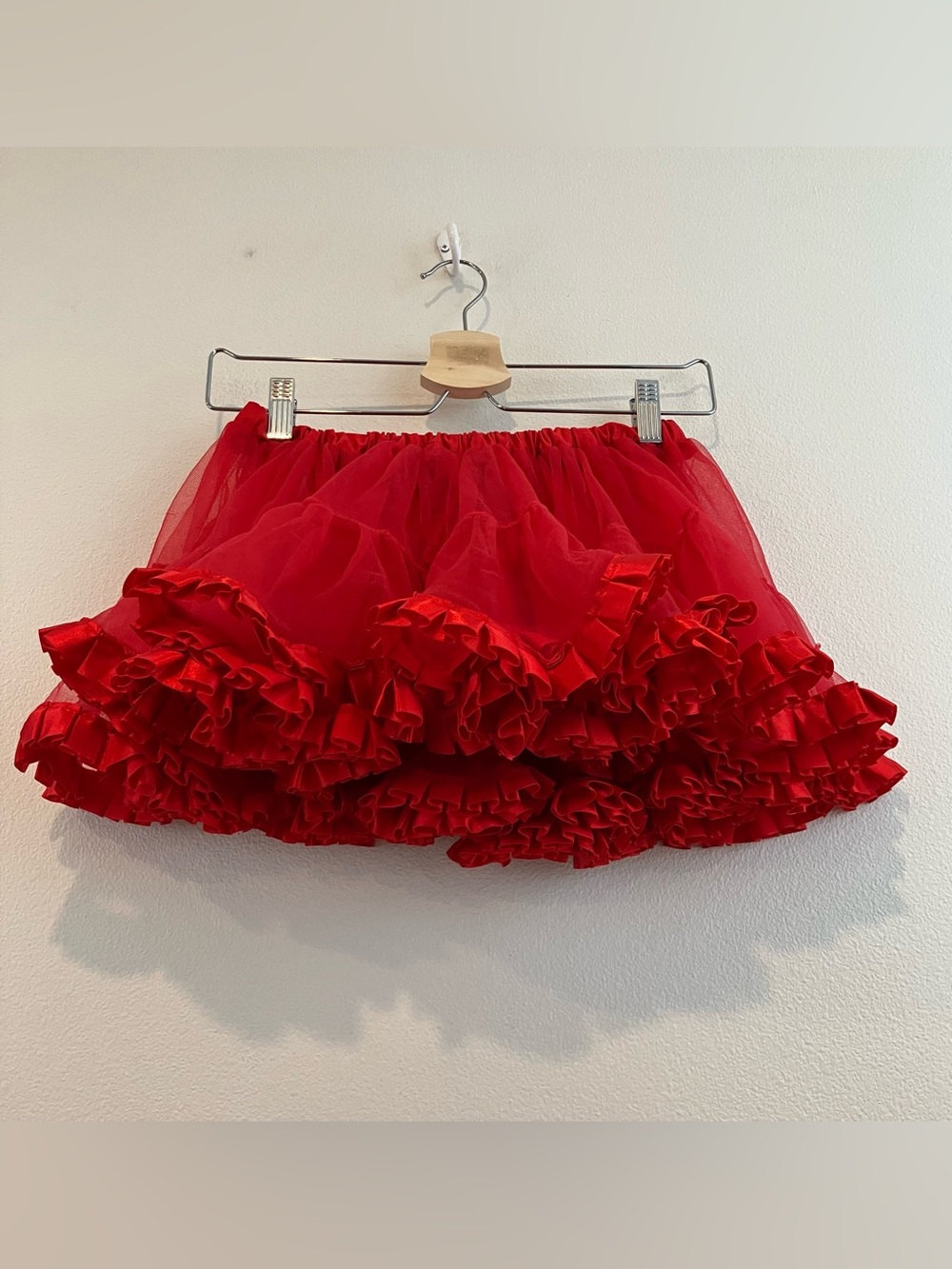 Red Ruffled Tulle Petticoat Skirt
